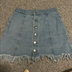 Button up mini denim skirt